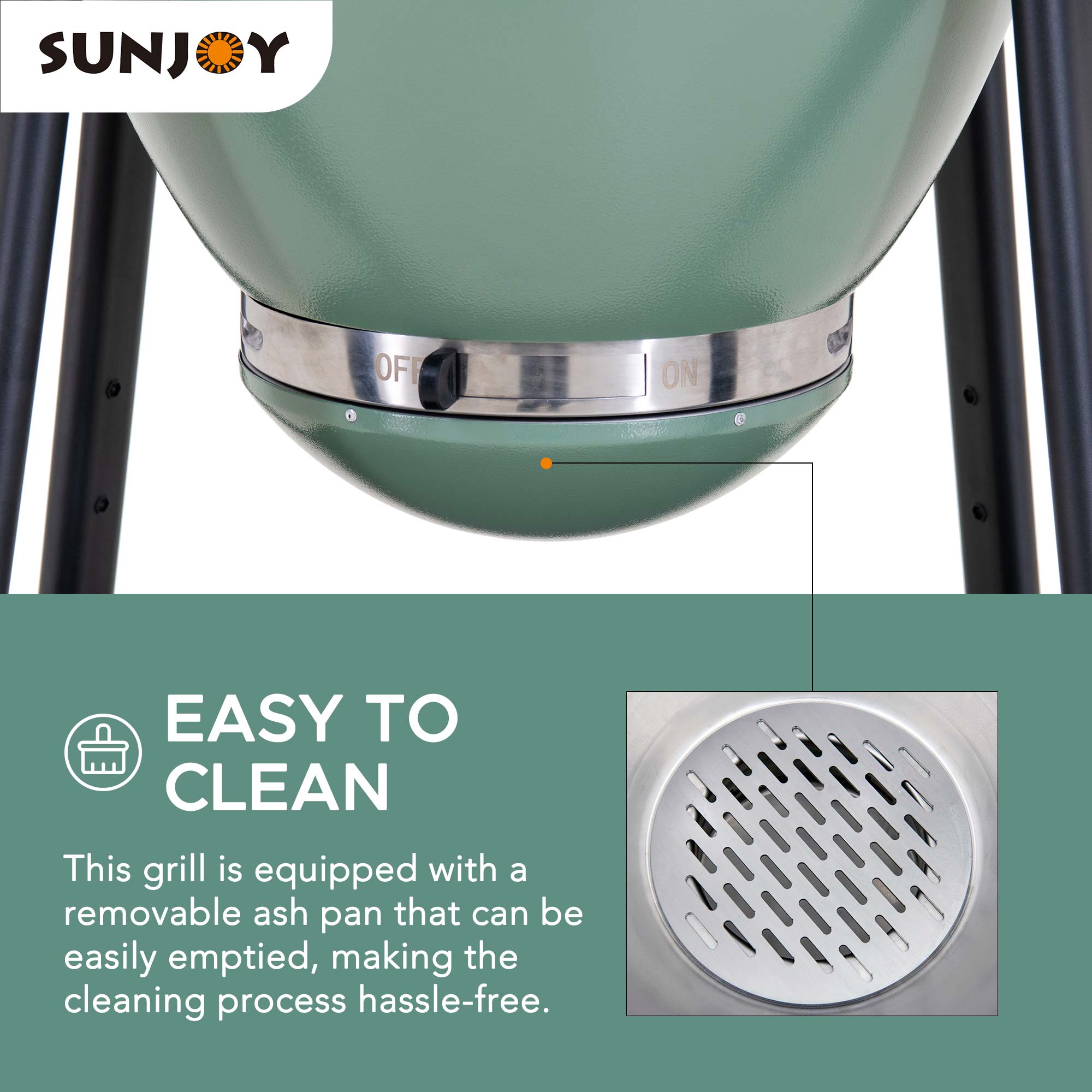 Sunjoy Barbecue au charbon Kamado 20 po – Gril extérieur de style œuf avec pierre à pizza, fonction fumoir, barbecue tout-en-un avec roues