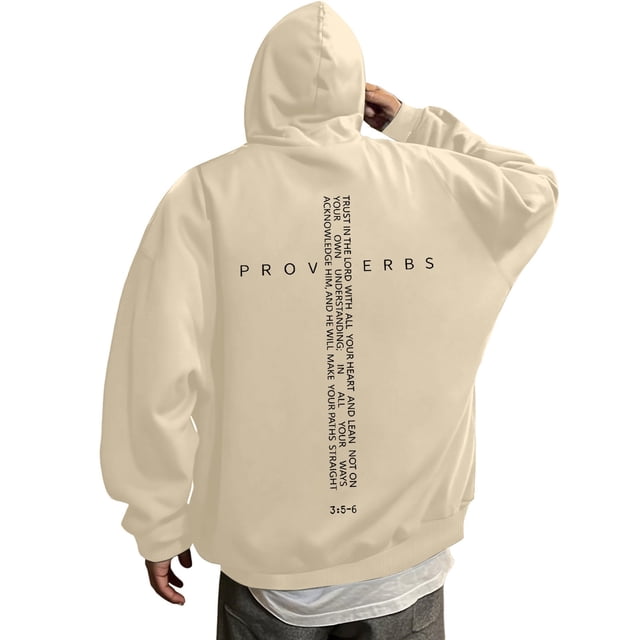 Chandail à Capuchon Rétro pour Hommes avec Verset Graphique, Tenue Décontractée Inspirante pour Croyants, Chandail Confortable à Enfiler