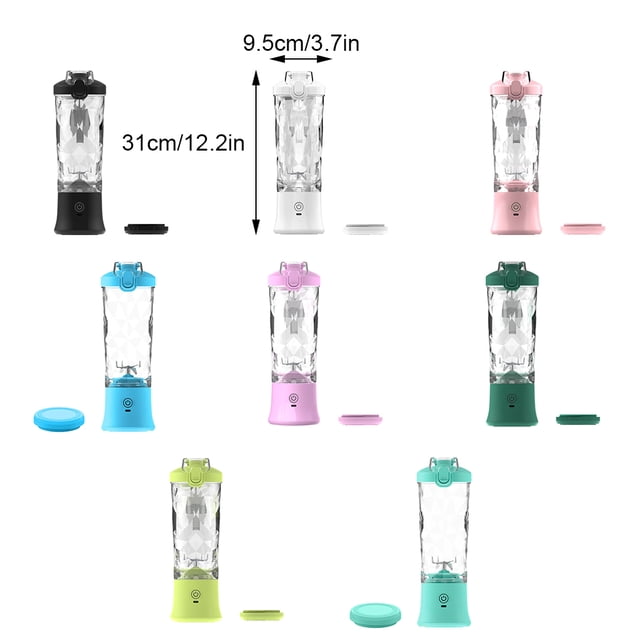 Baohd Multifunctional Electric Juicer USB Charging Portable 600ml High-capacity PC Portable Blender blue-green 4000mAh/7.4V