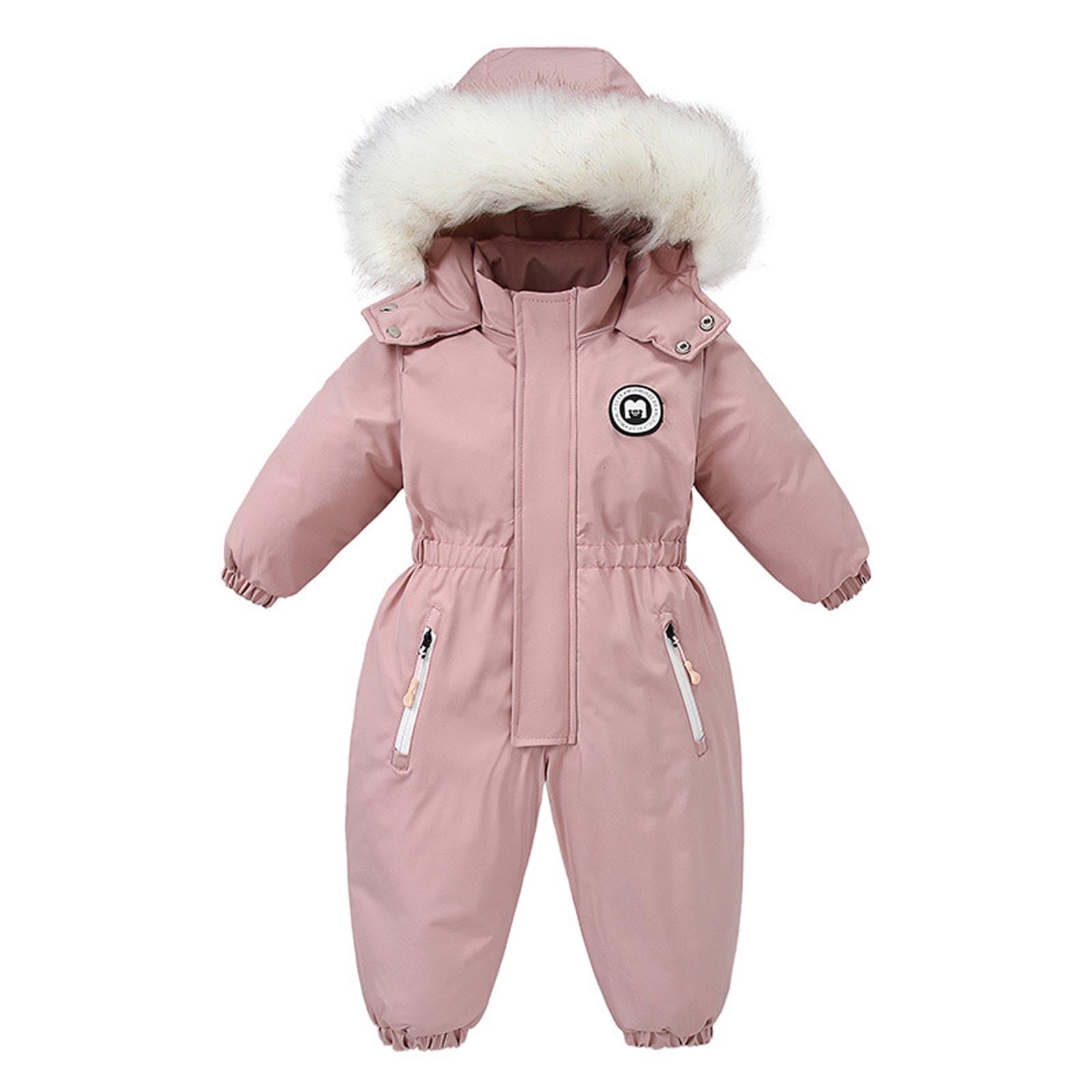 WJSXC Girls Boys One-piece Snowsuits Overalls Ski Suits Winter Jumpsuits for Baby Toddler Pink