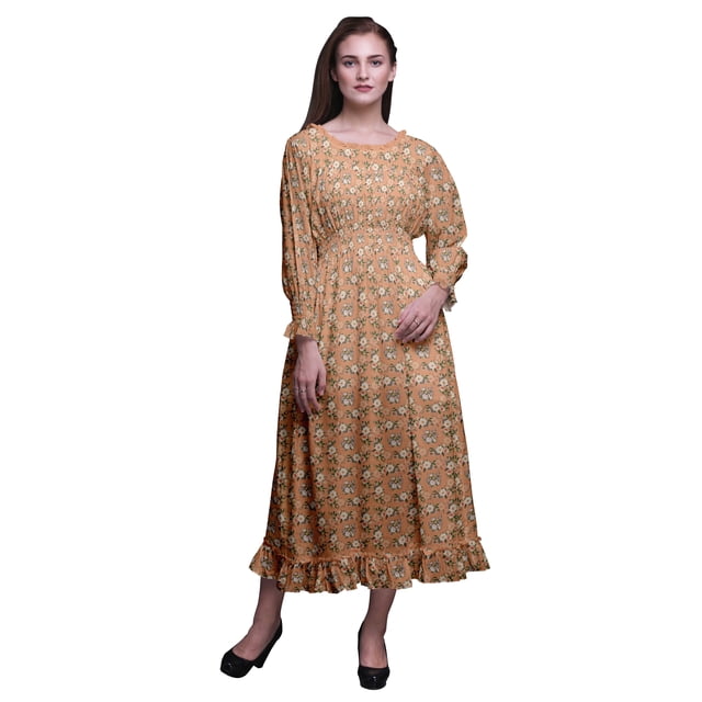 Bimba Robe de Plage Longue Maxi d'Été Bohème Gitane à Imprimé Floral pour Femme - Medium
