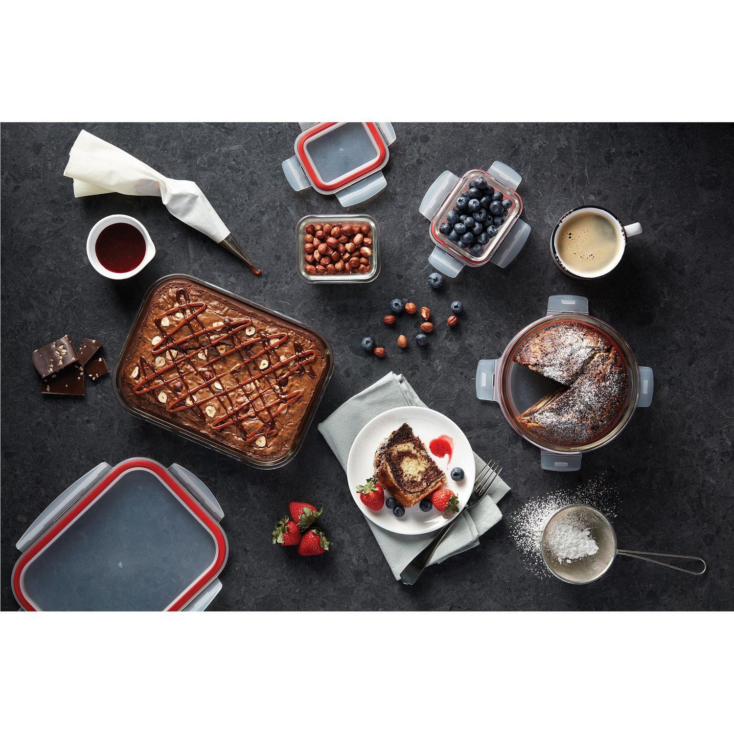 Starfrit LocknLock Glass Food Storage Container, Capacity of 17oz (500ml), Square