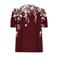 thumbnail image 4 of Pisexur Hauts pour Femmes, Hauts de Sortie pour Femmes & T-Shirt à Manches Courtes Col Rond Imprimé, Haut Ample, Hauts de Printemps pour Femmes Vin, 2TG, 4 of 6