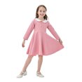 thumbnail image 5 of B91xZ Robe à Manches Courtes pour Petites Filles, Manches Volantées, Extensible, Ligne A, Évasée, Robe de Fête, Rose 11-12 Ans, 5 of 5