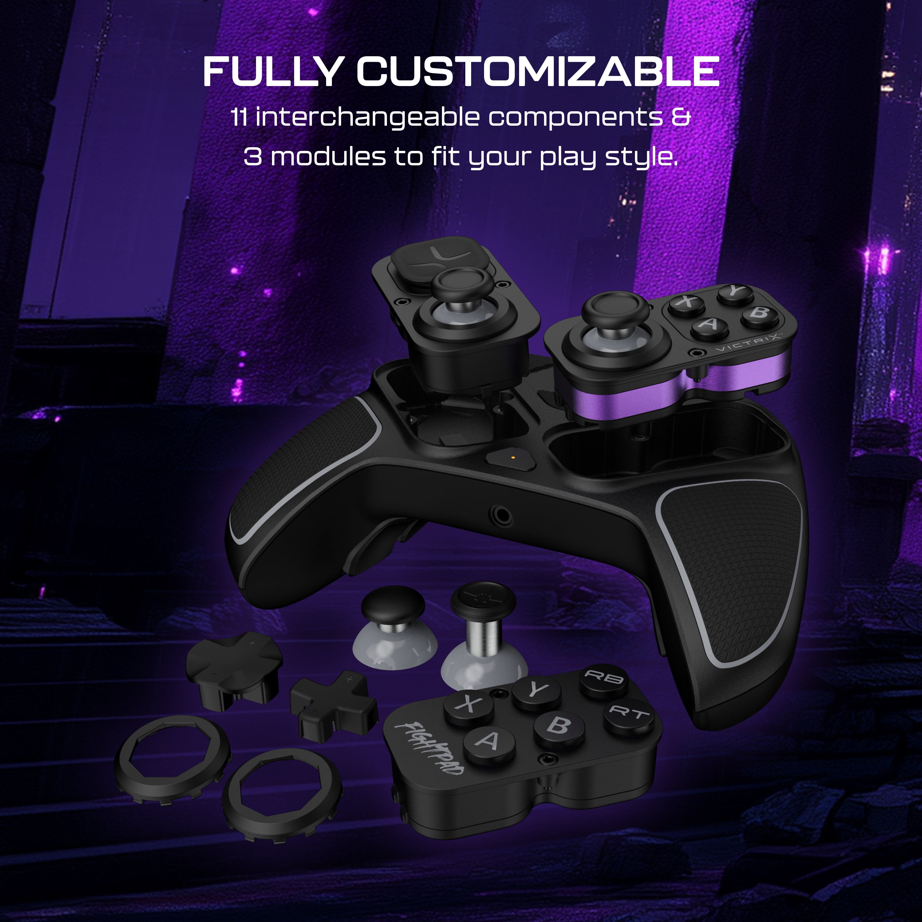 Turtle Beach Victrix Pro BFG Reloaded Wireless Modular Gaming Controller for Xbox Series X|S, Xbox One, & Windows PC; Bluetooth, Fightpad Module, Hall-Effect Thumbsticks/Triggers - Black