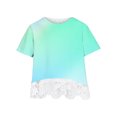 thumbnail image 3 of MeetoTime Kids Short Sleeve Tops Summer Casual Round Neck Gradient Color Lace Layered T-Shirt Tee for Girls, 3 of 4