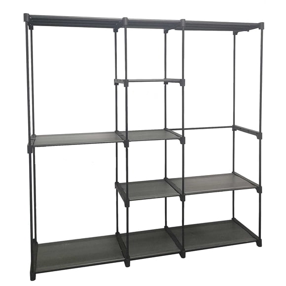 SONGMICS Portable Closet Freestanding Closet Organizer Clothes Rack with Shelves Hanging Rods Storage Organizer for Cloakroom, Bedroom, Black