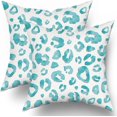 thumbnail image 1 of Teal Grey Leopard Print Pillow Covers 20X20 Inch Teal Gray Watercolor Cheetah Decorative Pillow Cases Animal Square Throw Pillow Case Set of 2 Home Decor For Sofa Living Room Bedroom Bed Cushion, 1 of 5