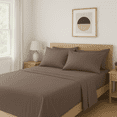 thumbnail image 1 of Comfy Bamboo World Series 90 G/m2 Ensemble de Draps en Microfibre 4 Mcx, Lit Simple, Brun, 1 of 5