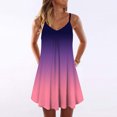 thumbnail image 2 of Fridja Robe Sans Manches à Imprimé Teinture sur Nœuds Dégradé pour Femmes, Col en V, Ligne A, Mini Robe d'Été, 2 of 4
