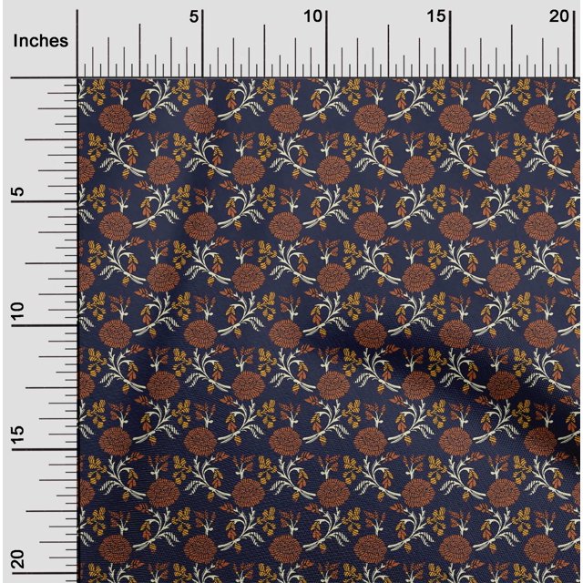 oneOone Polyester Lycra Fabric Leaves & Floral Block Print Fabric By Yard 56 Inch Wide
