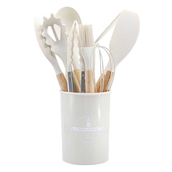Meitianfacai 12 Pcs Silicone Cooking Utensils Set, Heat Resistant Kitchenware Set, Cooking Utensils for Nonstick Cookware, Kitchen Gadgets with Round Storage Barrel