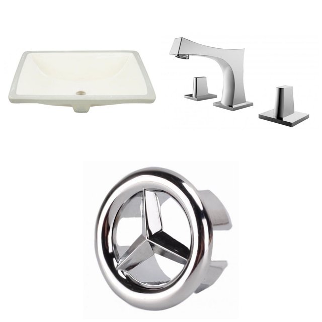 American Imaginations 18.25-in. W CUPC Rectangle Bathroom Undermount Sink Set In Biscuit - Chrome Hardware AI-26804