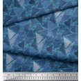 thumbnail image 3 of Soimoi Blue Poly Georgette Fabric Facets Triangle Geometric Fabric Prints by Yard 52 Inch Wide, 3 of 3