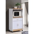thumbnail image 2 of Hodedah Wheeled Microwave Cart with Drawer and Cabinet Storage, White, 2 of 7