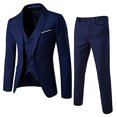 thumbnail image 1 of JUNWELL Men‘s 3 Piece Slim Fit Suit Set  One Button Solid Formal Business Wedding Party Jacket Vest Pants Suit, 1 of 6