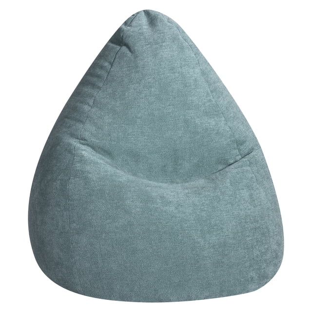 Gouchee Home Alfa Petrol Bean Bag Chair upholstered in soft 100% polyester velour fabric in petrol blue, filled with high-density virgin polystyrene beads, measuring 27 inches diameter by 43 inches height, lightweight and portable seating suitable for adults and teens in bedrooms or dorm rooms, often used as casual lounge seating.