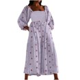 thumbnail image 2 of EGNMCR Robes d'Été Femmes Tendance 2024 Femmes Décontractées et Confortables Haut-Parleur Manches 3/4 Robe Imprimée Grande, 2 of 6