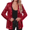 thumbnail image 1 of Baberdicy Vestons à Paillettes pour Femmes Veste à Paillettes Décontractée à Manches Longues Scintillante de Fête Brillante à Revers Rave Manteau d'Extérieur Bleu Rouge Acrylique, 1 of 1