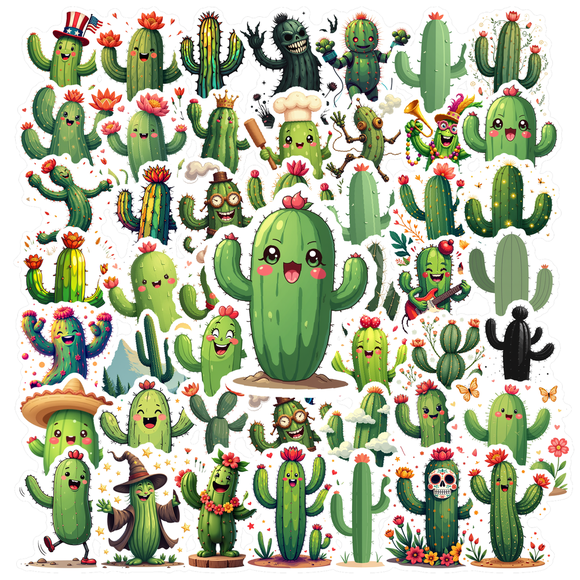 cartoon Cactus Stickers, Waterproof Cactus Sticker for Water Bottle Laptop Phone Cases Planner Skateboard Luggage Helmet Party Favor Decor, Ideal for Adults Teens Teacher Rewards