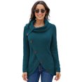 thumbnail image 1 of Chandails Femme Chauds Chandails Asymétriques Tricotés Col Roulé Uni Portefeuille Tricoté Manches Longues Chemises Hauts Décontracté TTG, 1 of 6