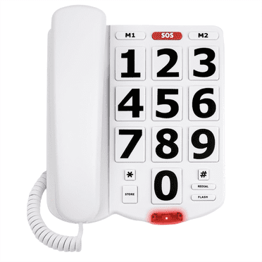 Téléphone à Gros Boutons pour Personnes Âgées, Téléphone Fixe à Domicile une Touche pour l'Aide Téléphonique pour les Personnes Ayant une Déficience Visuelle et Auditive