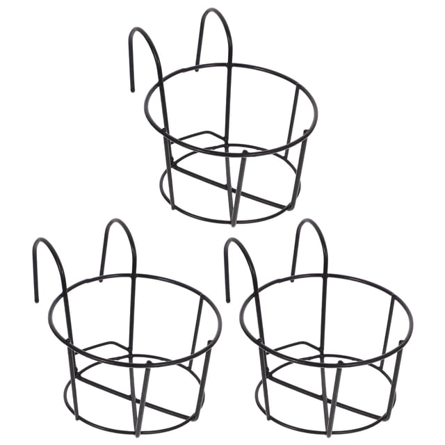 Milisten 3pcs Balcony Plant Pot Holder Hanging Planter Pot Parapet Iron Fence Flower Pot