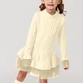 thumbnail image 2 of Splozh Robe de Fête à Manches Longues pour Fillette, Vêtements d'Automne et d'Automne, Robe en Maille à Motif Beige, 6-7 Ans, 2 of 6
