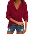 thumbnail image 1 of Birdeem Hauts Unis pour Femmes T-Shirts à Boutons Col en V Blouse, 1 of 6