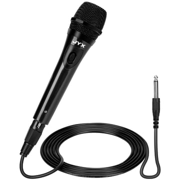 JYX Microphone Dynamique Filaire, Microphone Portatif à Cordon de 9,8 Pi pour le Chant, Micro de Karaoké Filaire, Fiche 6,35 mm