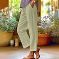 thumbnail image 2 of Dealovy Womens Cotton Linen Pants Plus Size Elastic High Waisted Solid Color Lightweight Summer Trousers, 2 of 6