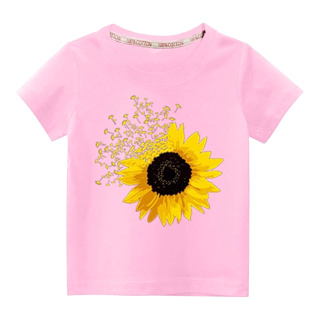 EGNMCR Blouses & Chemises à Manches Courtes Col Rond pour Tout-Petits Garçons Filles Mode Mignon Col Rond Imprimé Haut à Manches Courtes Blouse Fille
