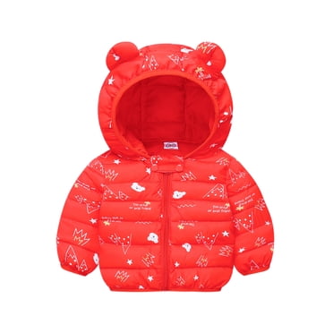 Baby Boys Girls Winter Coat Toddler Puffer Coat Bear Ears Hooded Jacket Windproof Down Jacket for Baby Infant Winter Down Coat Baby Winter Clothes 3-4 Years