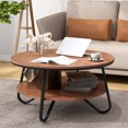 thumbnail image 2 of Giantex Table Basse Ronde, Table de Centre à 2 Niveaux avec Tablette de Rangement Ouverte, Table Cocktail Vintage, 2 of 8