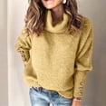 thumbnail image 2 of TIMIFIS Womens' Turtleneck Long Sleeve Cable Knit Sweaters Oversized Sweaters Fall Long Sleeve Spilt Hem Tunic Pullover Sweater Knit TopsFall/Winter, 2 of 5