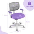 thumbnail image 3 of Gymax Kids Desk Chair Adjustable Height Children Study Chair w/ Auto Universal Casters Purple, 3 of 10