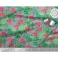 thumbnail image 2 of Soimoi Moss Georgette Fabric Tropical Leaves & Flamingo Bird Decor Fabric Printed Yard 42 Inch Wide, 2 of 3