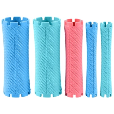 100Pcs/Set 10 Sizes Hair Perm Rods Kit Cold Permanent Bar Plastic Curlers Rollers Set Wave Fluffy Corn Hair Maker Styling,100 * Hair Rollers 1 * plastic case,Green & blue & pink