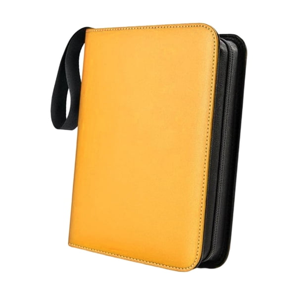 Milaget Trading Card Binder Protector Carrying Case PU Leather with 50 Removable Yellow