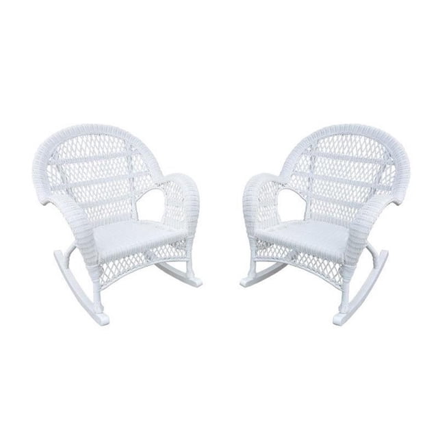 Jeco Wicker Patio Rocker Chair in White (Set of 4)