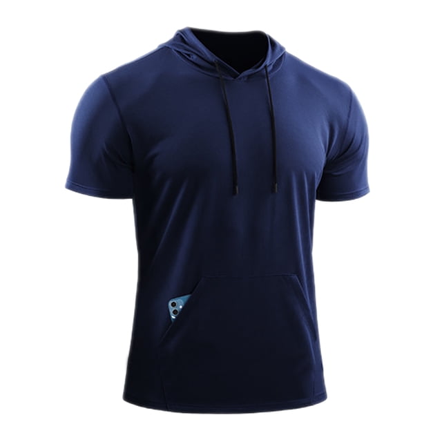 MAWCLOS Mens Summer Hooded T-Shirt Running Basketball Athletic Tops Workout Muscle Shirts