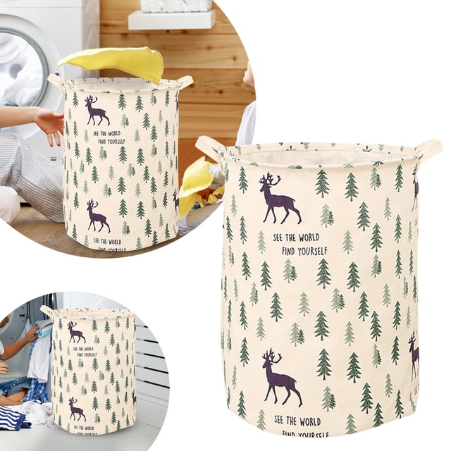 Hearth & Gear Patterned Linen Laundry Hamper Without Lid Large Open Top Stylish And Breathable Fabric For Bedroom Or Bathroom Easy And Durable Design Laundry Clean And Laundry Rolling Laundry with