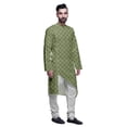 thumbnail image 2 of Atasi Designer Printed Summer Wear Long Kurta With White Pajama Set For Men, 2 of 3