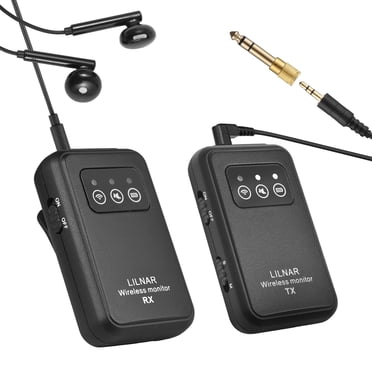 2.4G Wireless In Ear Monitor System Wireless IEM System with Transmitter Receiver Automatic Pairing Professional In Ear Monitor for Computer Phone Sound Card Studio Band Rehearsal Live Performance