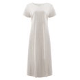 thumbnail image 4 of 2025 Robe d'Été pour Femmes Confortable Ample Évasée Couleur Unie Manches Courtes Grande Taille Robes Maxi Robe Longue, 4 of 6