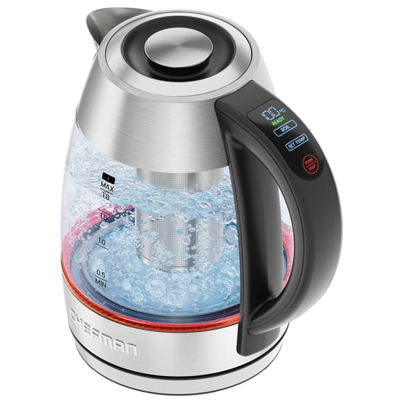 CHEFMAN Lightning High-Powered Electric Kettle, 1.8L 1750W, Rapid Boil 2 Cups in 2 Minutes, BPA Free Cordless Tea Kettle with Digital Temper