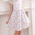 thumbnail image 2 of vdgthytj Robes d'Été pour Tout-Petites Filles à Imprimé Floral à Manches Volantées Robe Soleil Ligne A Robe de Plage pour Fête pour Enfants 2-10 Ans, 2 of 5