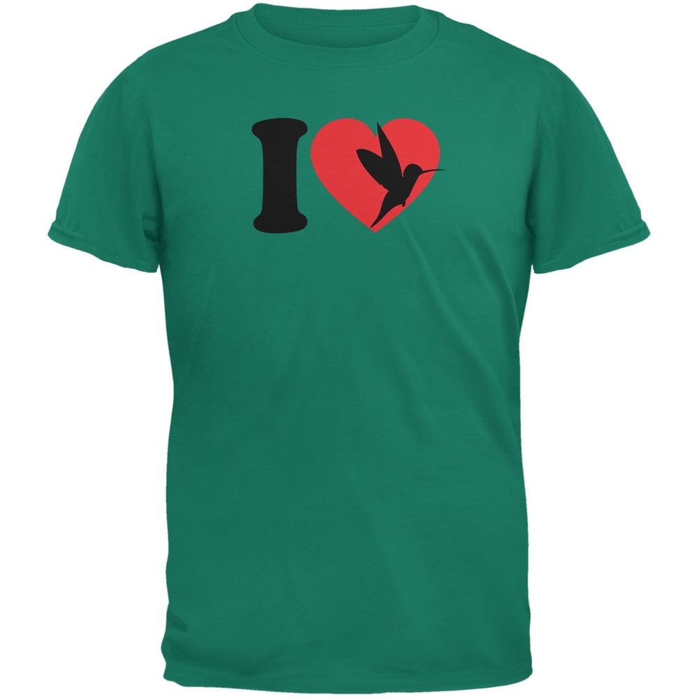 J'aime le Coeur Colibri Colibris Jade Vert Adulte T-Shirt
