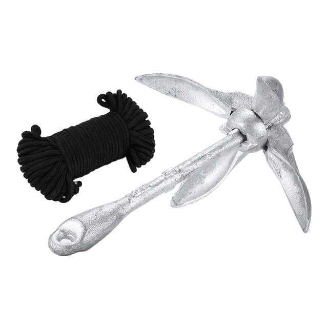 3,2 Kg Ancre Marine avec Corde 20M Portable Pliage en Acier au Carbone Galvanisé pour Kayak de Bateau