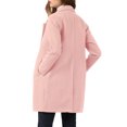 thumbnail image 3 of INSPIRE CHIC Women's Double Breasted Lapel Raglan Long Sleeve Mid Length Overcoat M Light Pink, 3 of 8